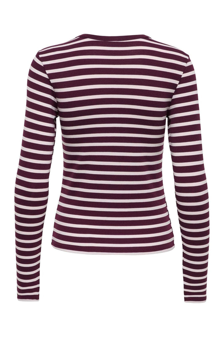 Only - Onlevie L/S O-Neck Stripe Top - 5148696 Winetasting Lavender Blue (Fido)