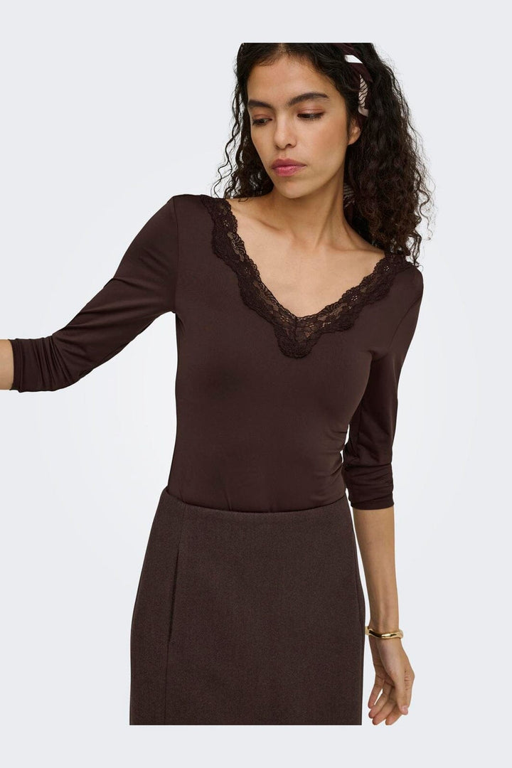 Only - Onlfern L/S V-Neck Bodystocking - 5116984 Coffee Bean