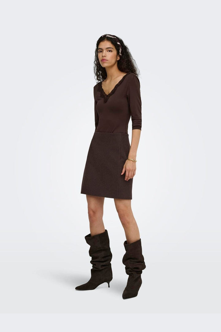 Only - Onlfern L/S V-Neck Bodystocking - 5116984 Coffee Bean
