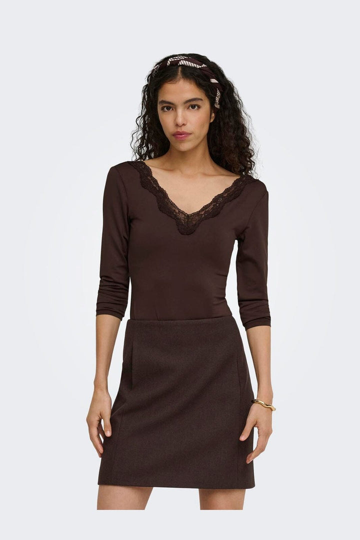 Only - Onlfern L/S V-Neck Bodystocking - 5116984 Coffee Bean