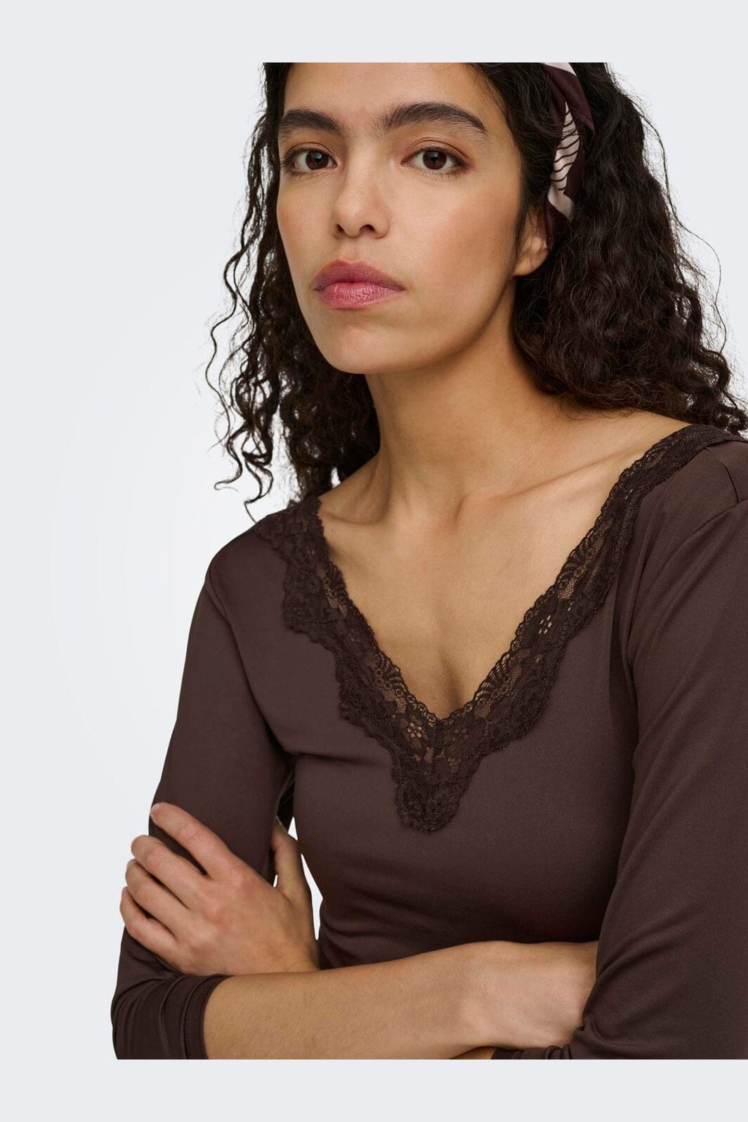 Only - Onlfern L/S V-Neck Bodystocking - 5116984 Coffee Bean