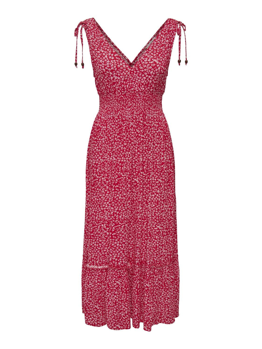 Only - Onlfernanda Life S/L Long Dress - 4366448 Salsa White Ditsy Kjoler 