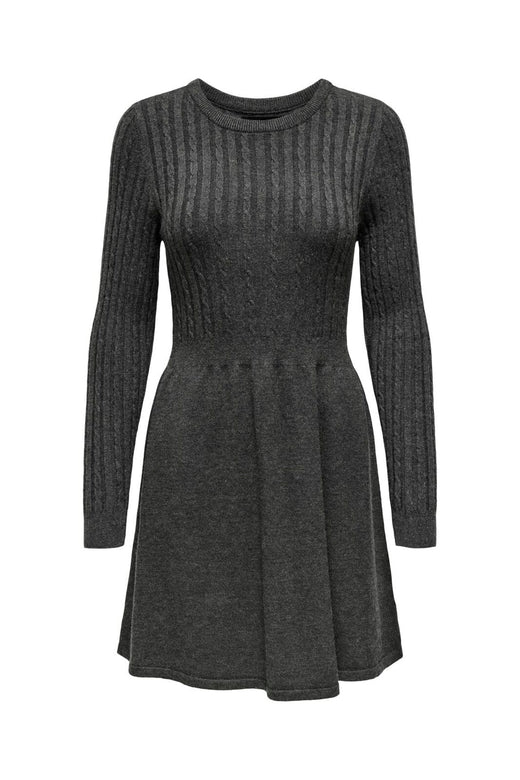 Only - Onlfia Ls Cable Dress Knt - 4411428 Dark Grey Melange