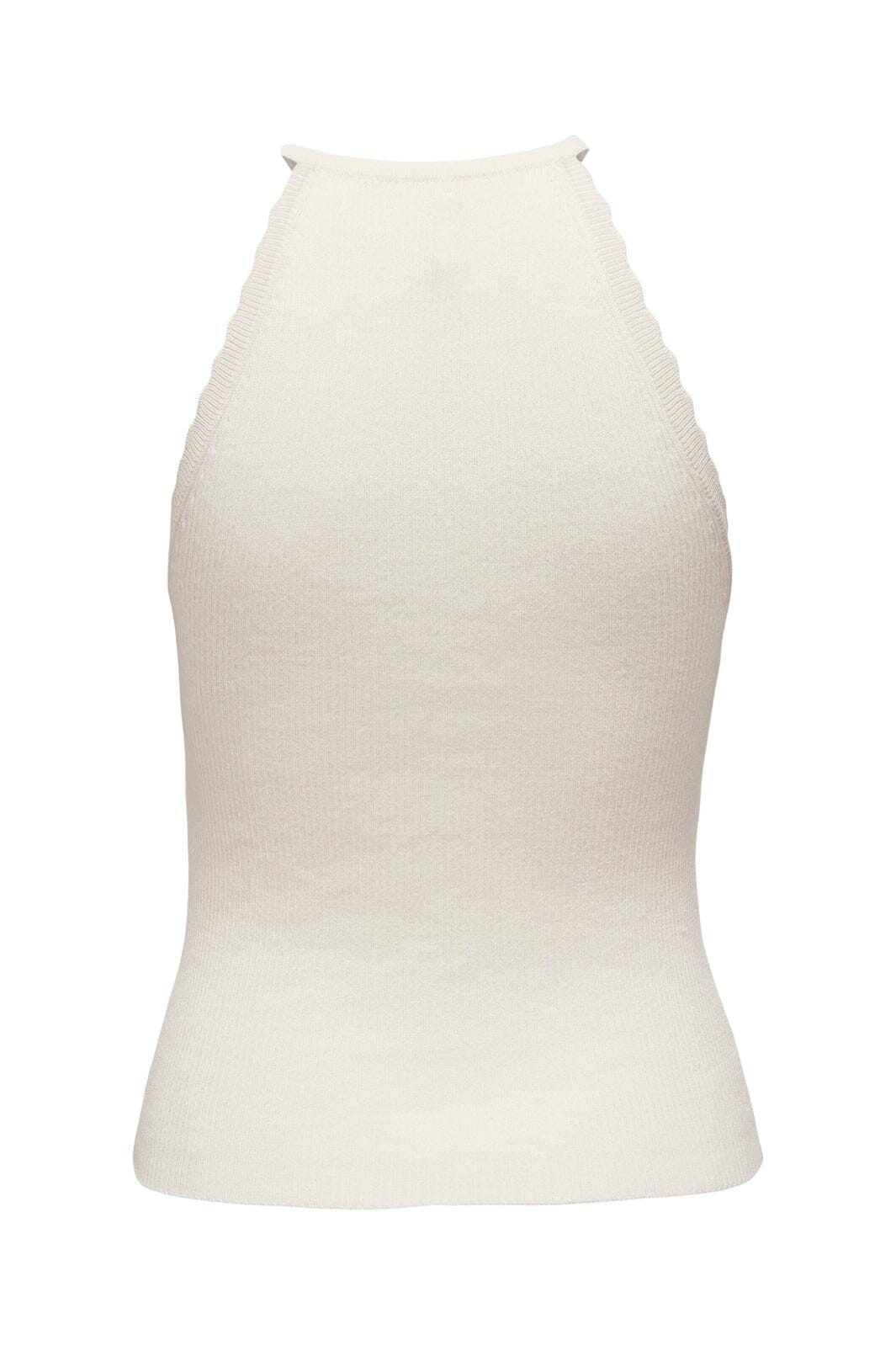 Only - Onlgemma Sl Scallop Hltneck Top Knt - 4193002 Cloud Dancer