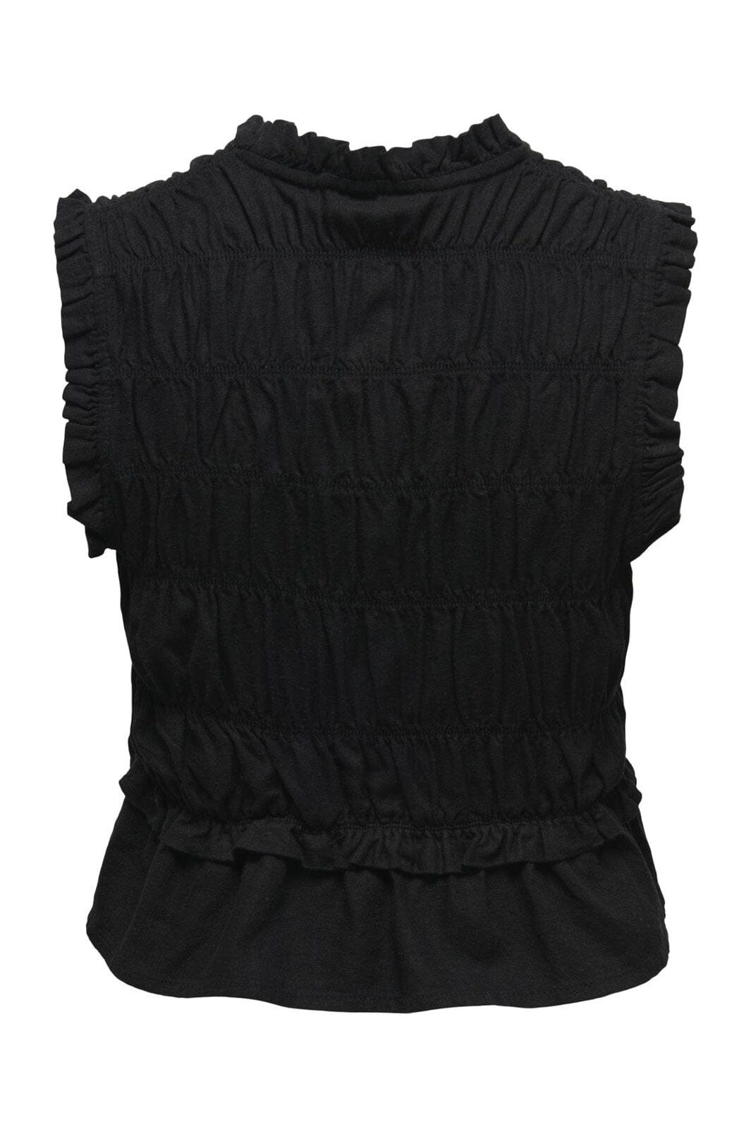 Only - Onlgoa S/S Linen Bl Frill Top Cc - 4910193 Black