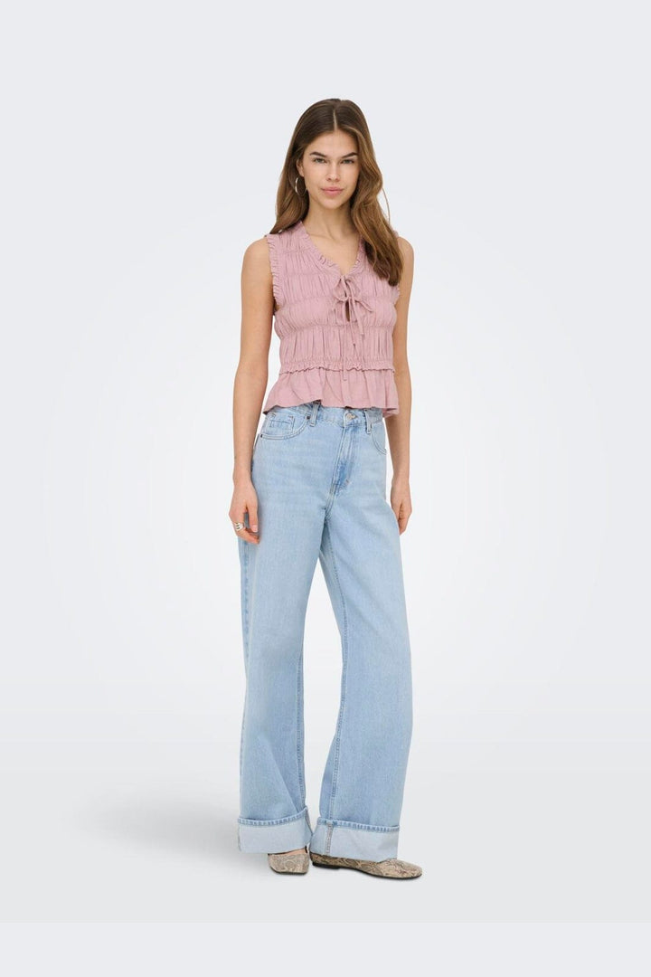 Only - Onlgoa S/S Linen Bl Frill Top Cc - 4942278 Burnished Lilac