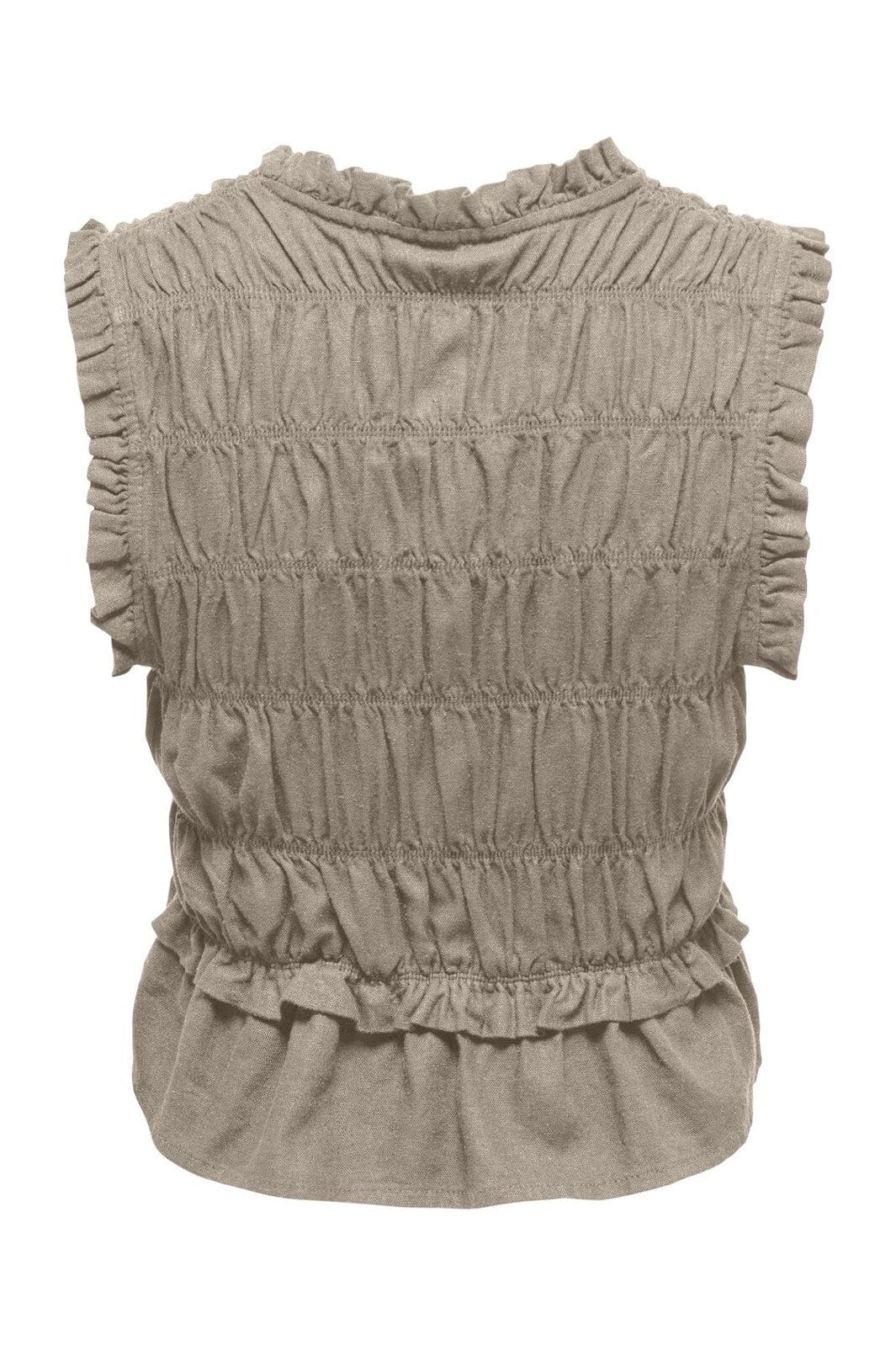 Only - Onlgoa S/S Linen Bl Frill Top Cc - 4942283 Oxford Tan