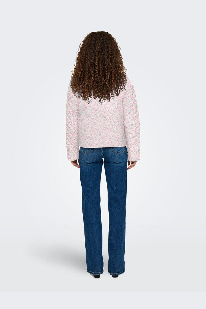 Only - Onlhallie Quilted Jacket - 4983148 Cloud Dancer Pink Ditsy