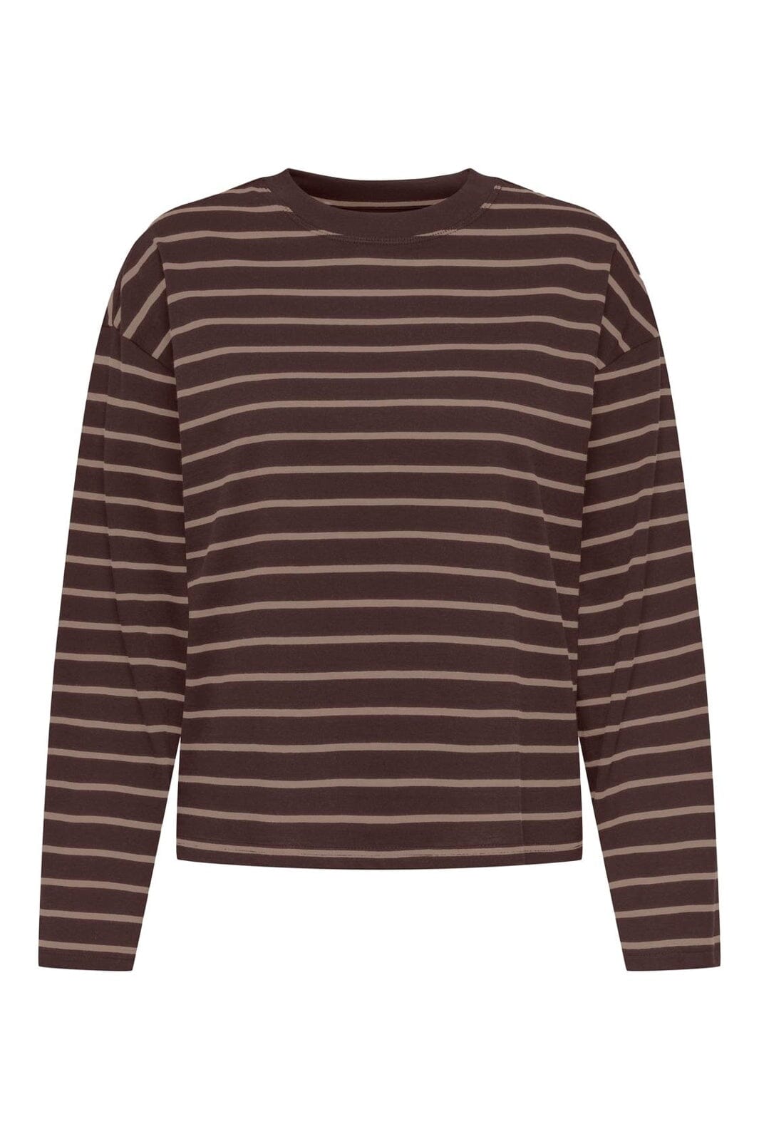 Only - Onlhappy L/S O-Neck Stripe Tee - 5135939 Coffee Bean Taupe Gray Lena
