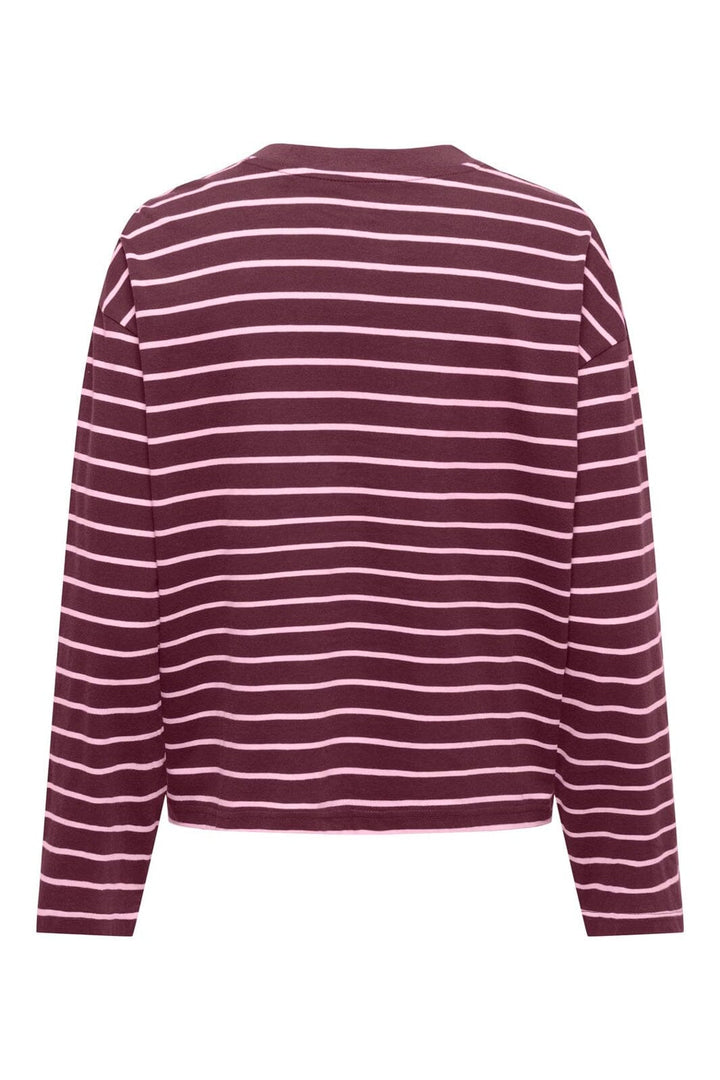 Only - Onlhappy L/S O-Neck Stripe Tee - 5233659 Fig Lady Pink (Lena)