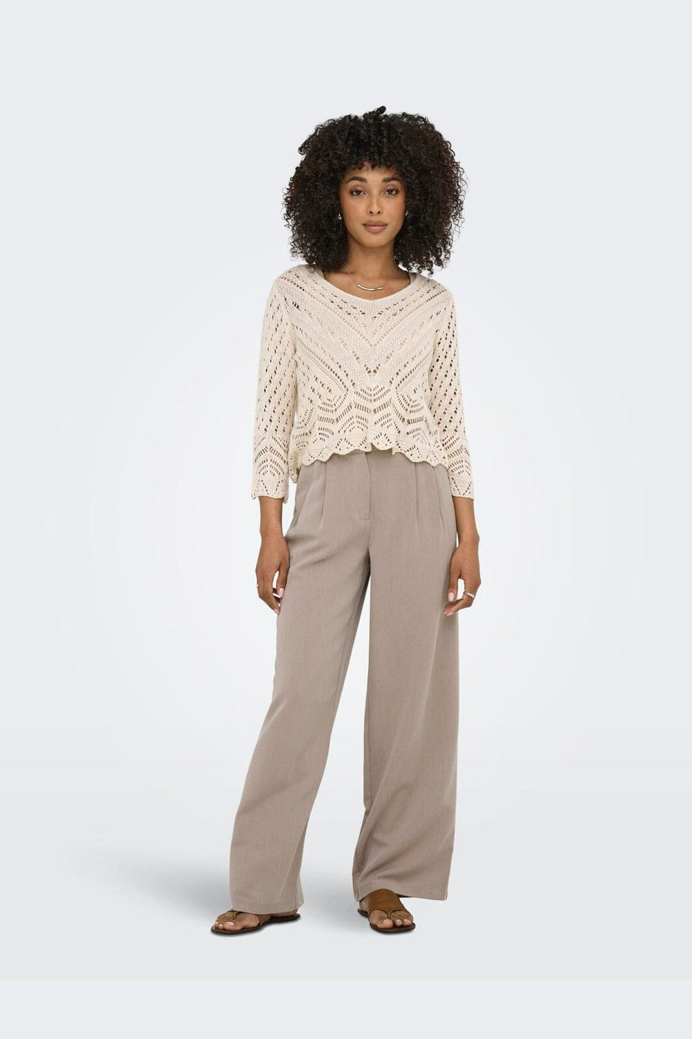 Only - Onlhattie Pleat Str Pant Tlr - 4716687 Taupe Gray Melange