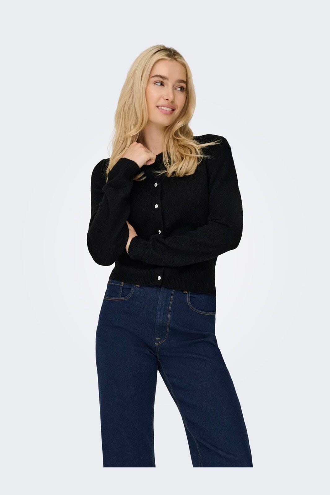Only - Onlhavanna Ls Button Cardigan Knt - 4932231 Black Bling Button