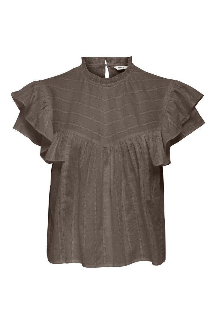 Only - Onlheike S/L Frill O-Neck Top - 4933637 Morel