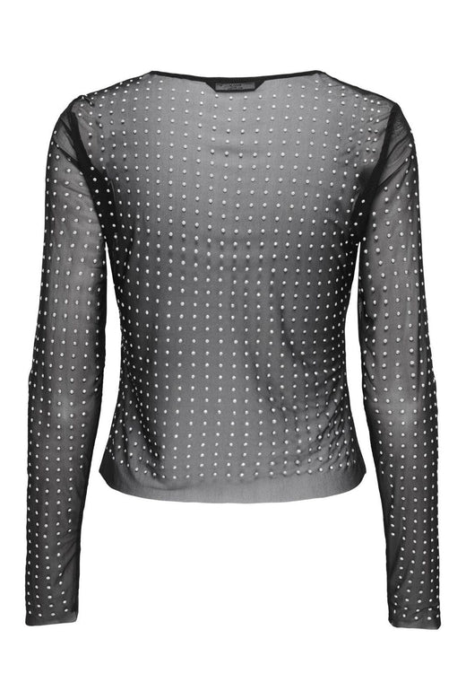 Only - Onlhilen Ls Rhinestone Mesh Top - 4930193 Black Rainbow Rhinestones