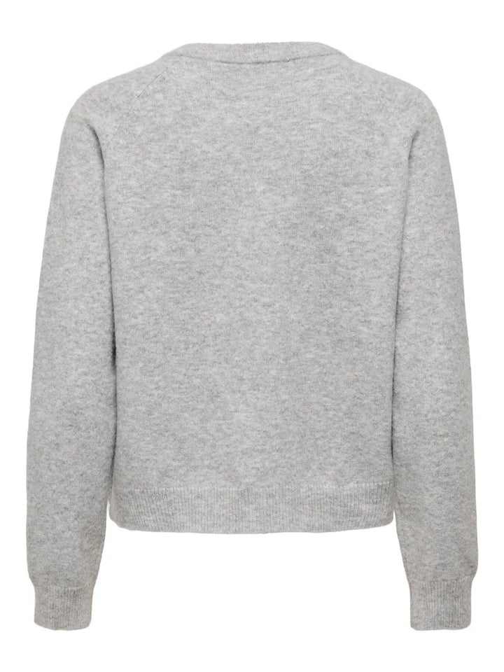 Only - Onlhoney Ls Bow Cardigan Knt - 5026401 Light Grey Melange Silver Bow Buttons Cardigans 