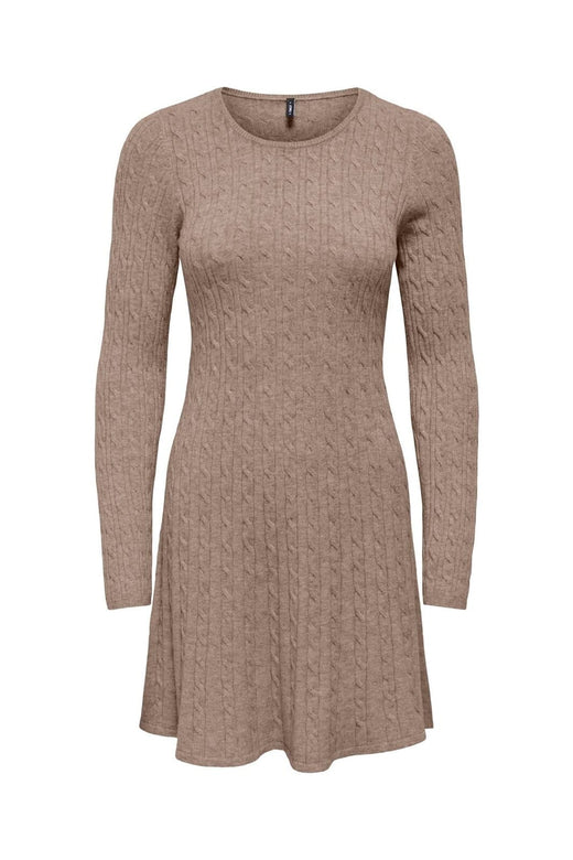 Only - Onlibi Ls O-Neck Cable Dress Cc Knt - 5100472 Mocha Meringue