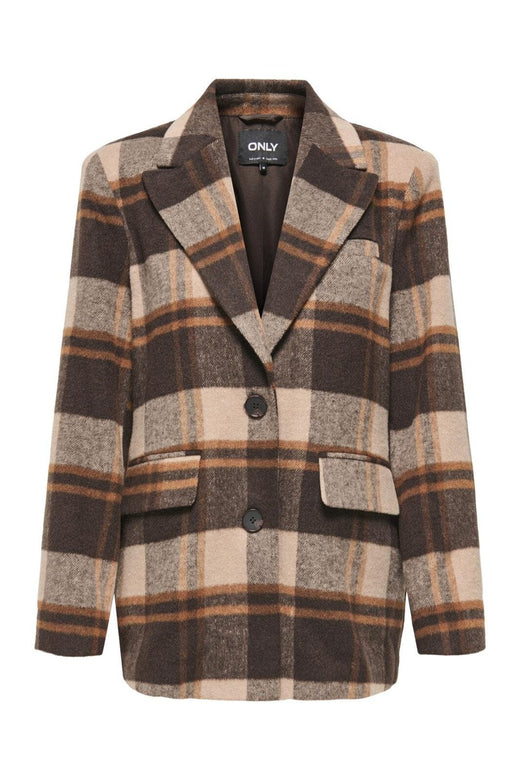 Only - Onlimmy Life Check Blazer - 4950745 Silver Mink W/Chocolate Torte