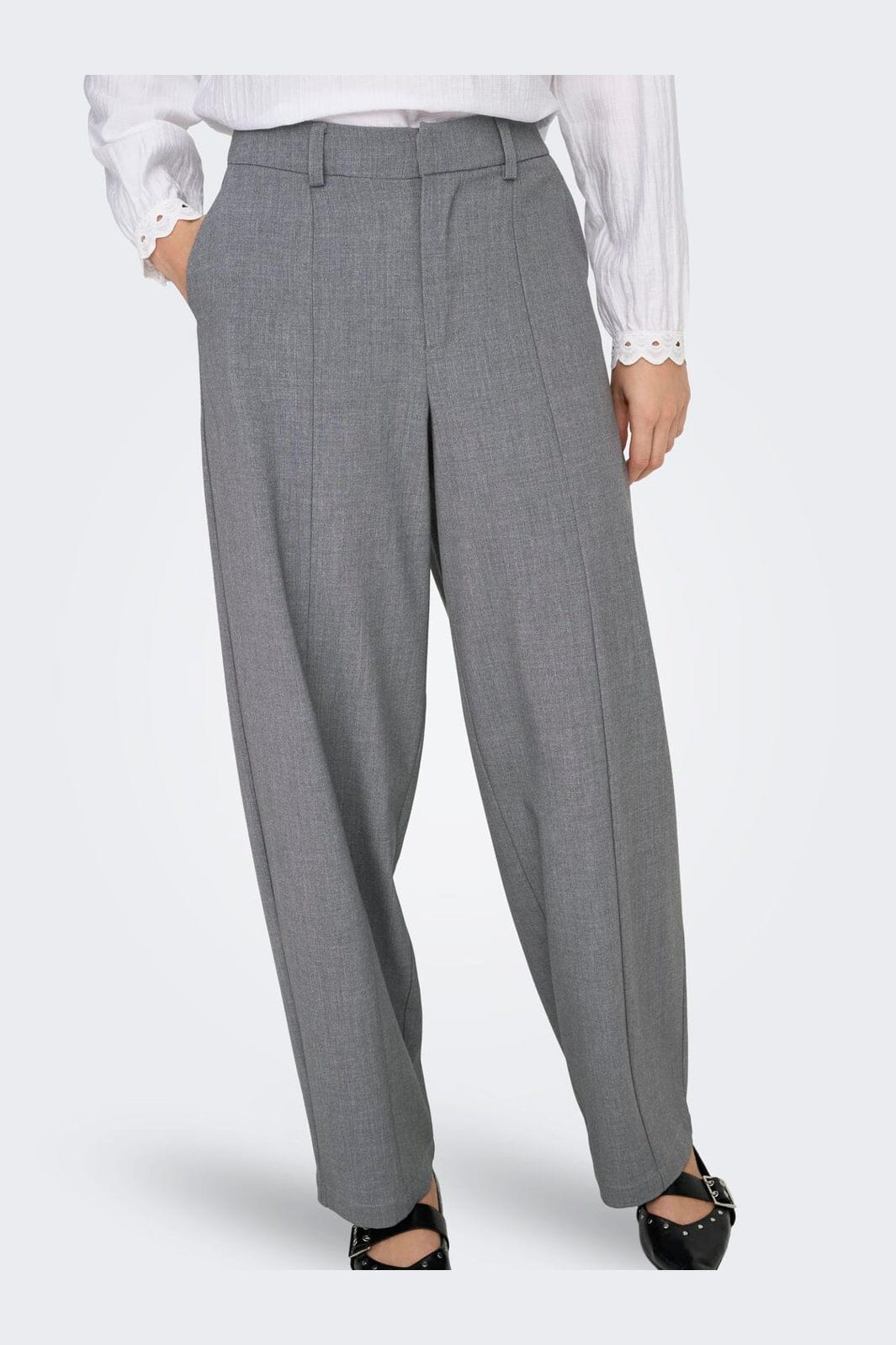 Only - Onlisadora Life Barrel Pant Tlr - 4945005 Medium Grey Melange