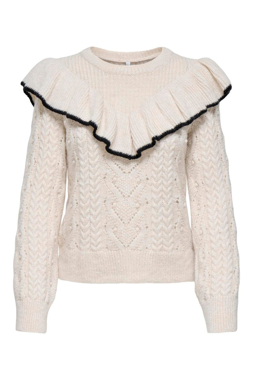 Only - Onlisolde Ls Frill O-Neck Knt - 4781329 Birch Black