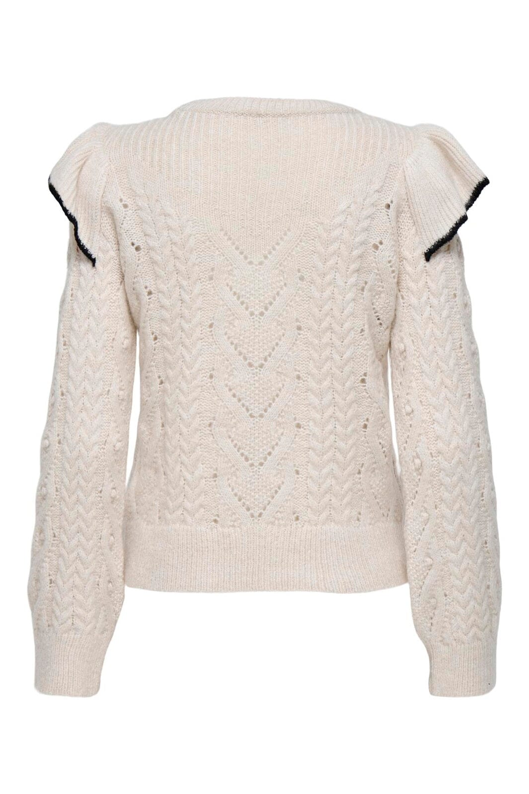 Only - Onlisolde Ls Frill O-Neck Knt - 4781329 Birch Black