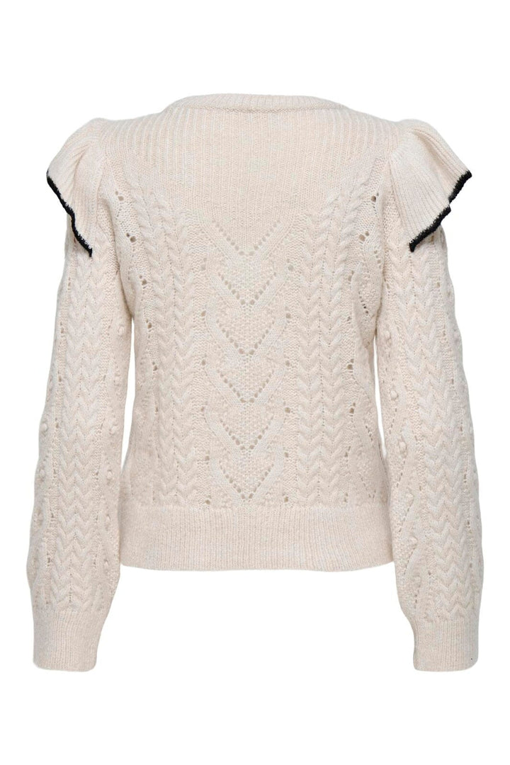 Only - Onlisolde Ls Frill O-Neck Knt - 4781329 Birch Black