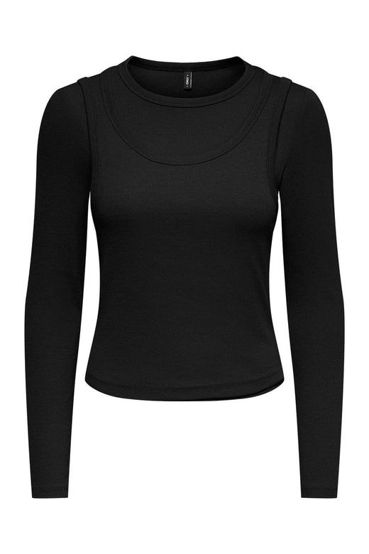 Only - Onljilli L/S O-Neck Double Top - 5170611 Black
