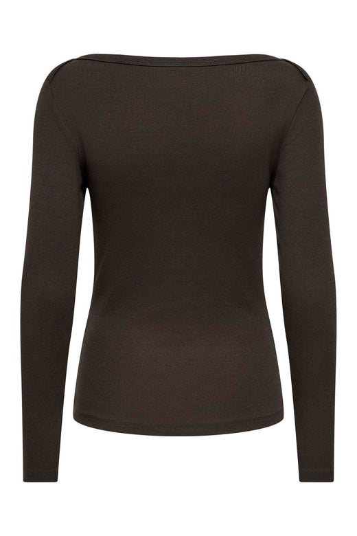 Only - Onlkathline 3/4 Rib Boatneck Top - 5212120 Coffee Bean
