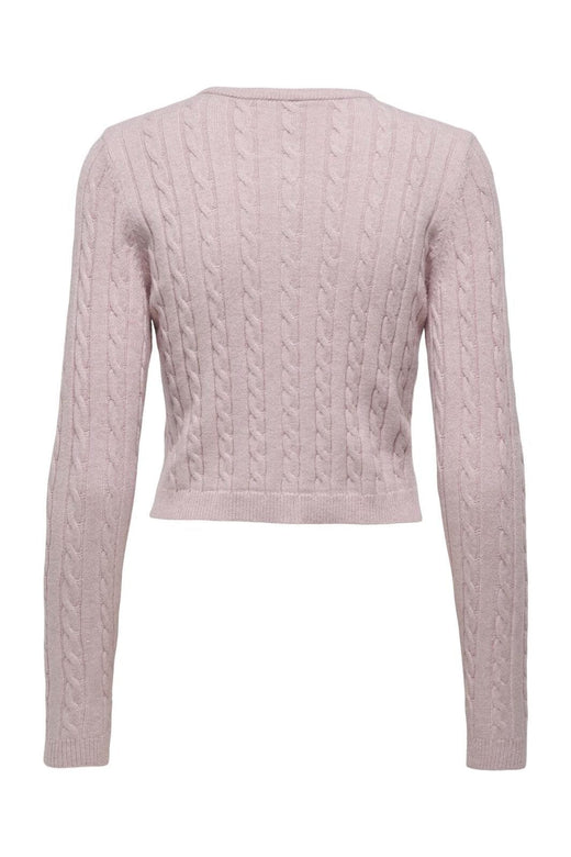 Only - Onlkatia Ls Cable Button Cardigan Cc Knt - 4947409 Burnished Lilac Mel/True Red Heart Emb/Dtm Button