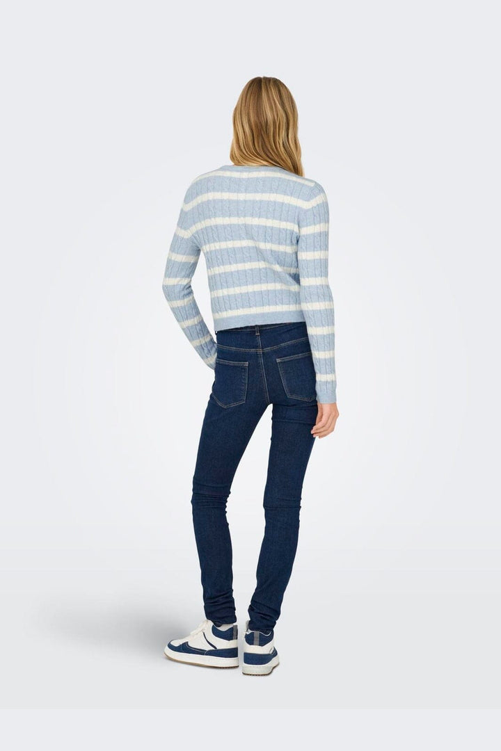 Only - Onlkatia Ls Cable Button Cardigan Cc Knt - 4959317 Cashmere Blue Melange/Babys Breath/Dtm Button