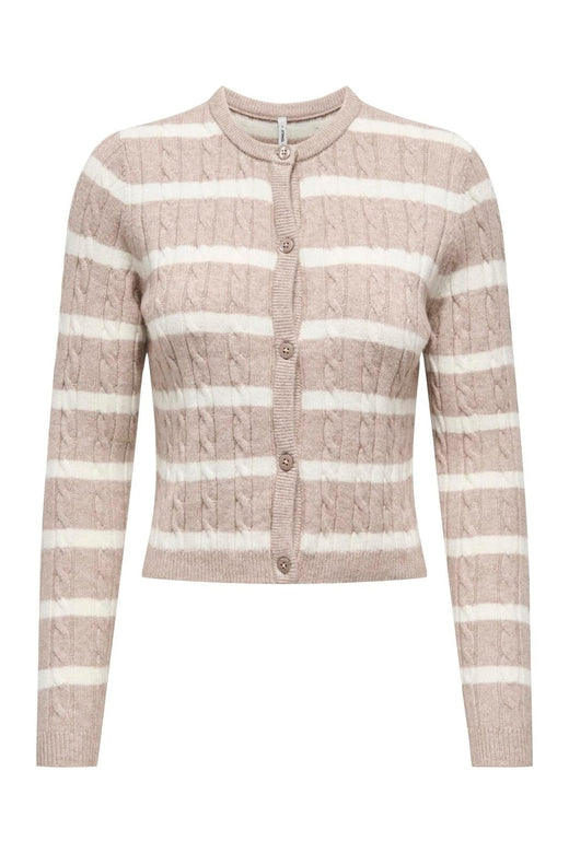 Only - Onlkatia Ls Cable Button Cardigan Cc Knt - 4959319 Mocha Meringue Melange/Babys Breath/Dtm Button