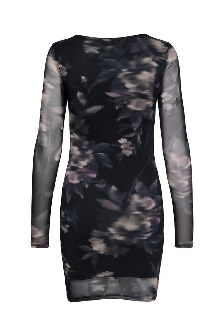 Only - Onlkaya Life Ls Ruching Mesh Dress - 4850580 Twilight Mauve Diffused Floral