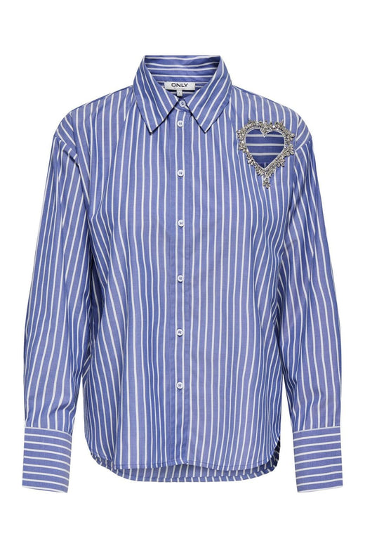 Only - Onlkaylen Ls Heart Emb Shirt - 4882462 Serenity Bright White