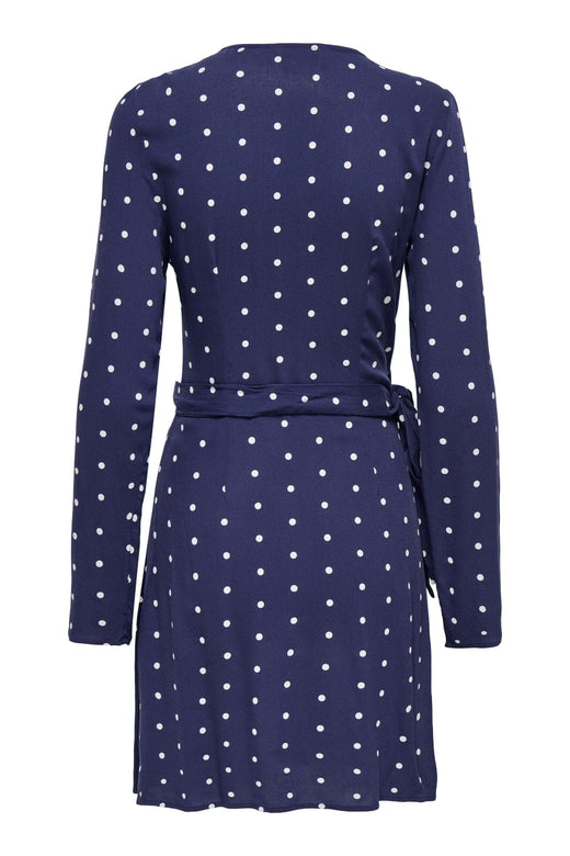 Only - Onlkeshav L/S V-Neck Wrap Dress - 4990984 Patriot Blue Dots Kjoler 