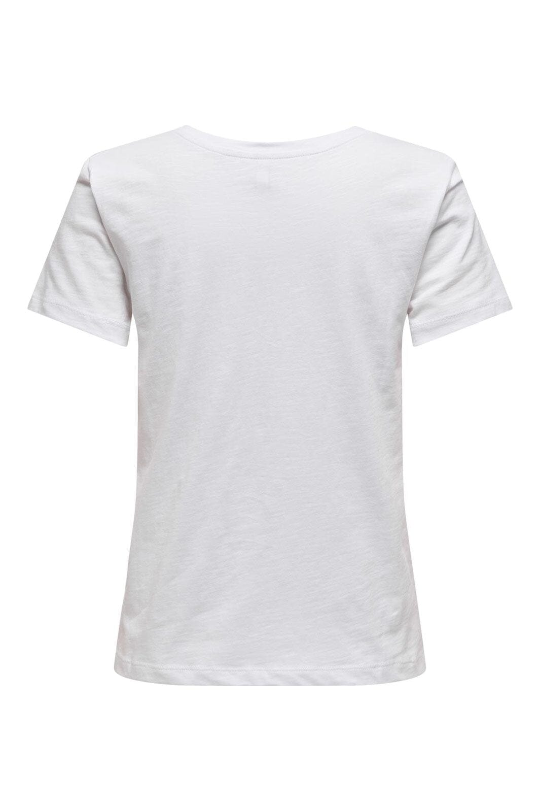 Only - Onlketty Life S/S V-Neck Top Box - 4690310 Bright White Valentine