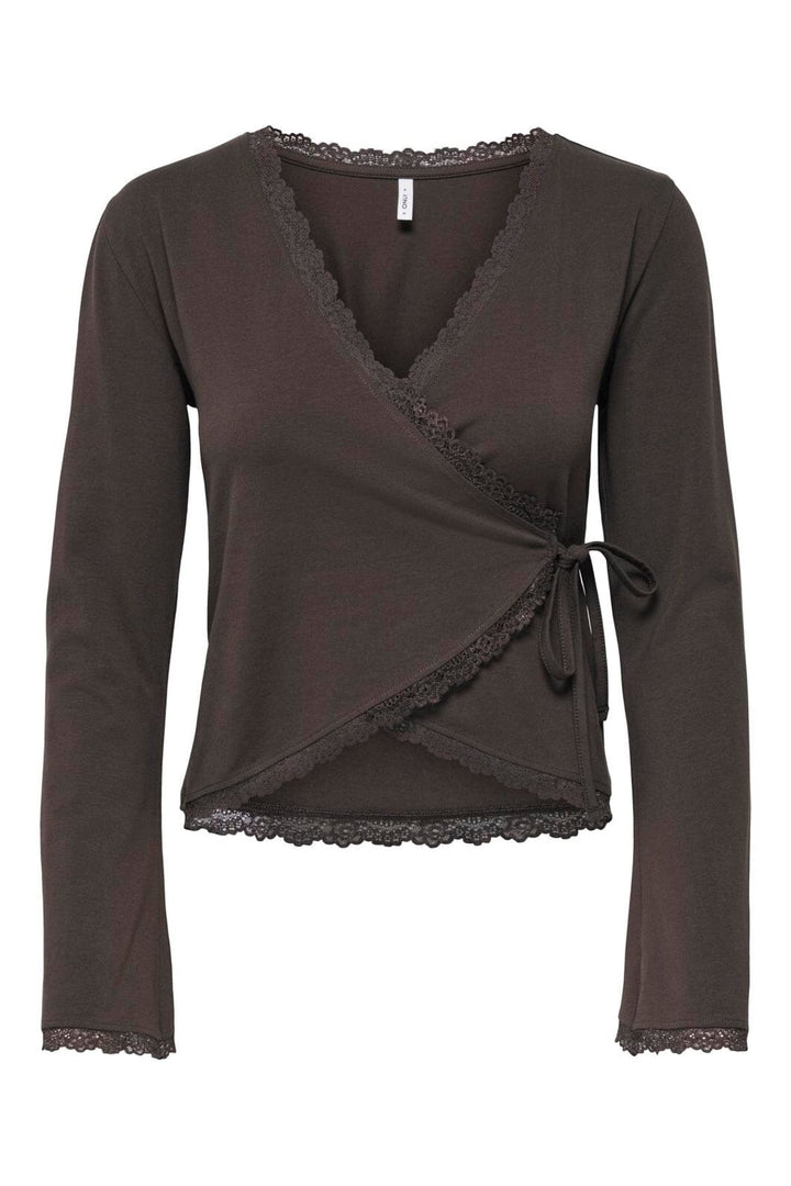 Only - Onlkiss Calm L/S Wrap Cardigan - 5152118 Chocolate Torte