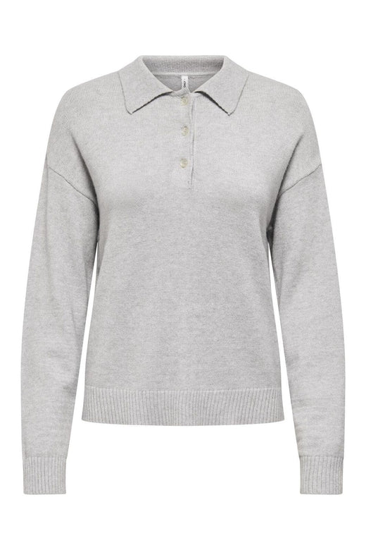 Only - Onllana Polo Ls Pullover Knt - 4845166 Light Grey Melange