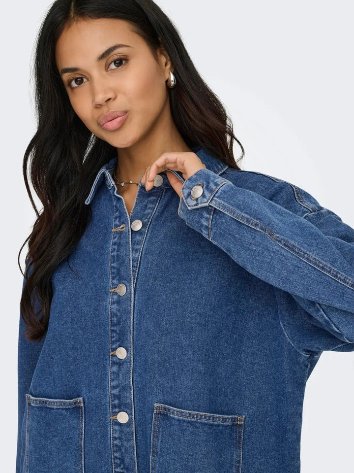 Only - Onllara Ls Shacket Gua - 5036779 Medium Blue Denim Jakker 