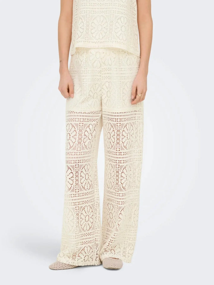 Only - Onllian Lace Wide Pants - 4990769 Birch Bukser 