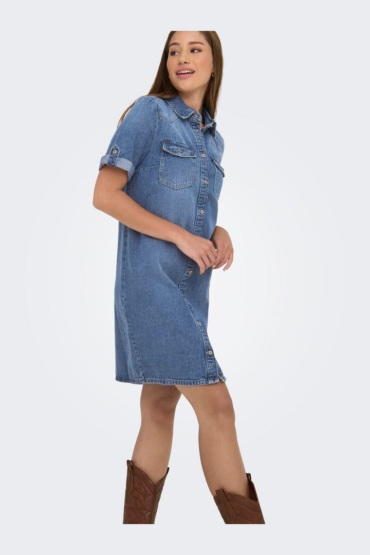 Only - Onllisa S/S Dress Gua - 4806216 Medium Blue Denim