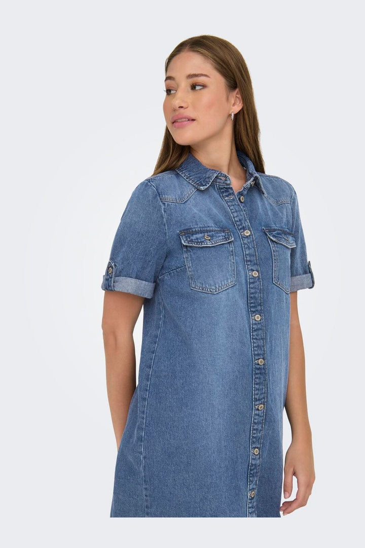Only - Onllisa S/S Dress Gua - 4806216 Medium Blue Denim
