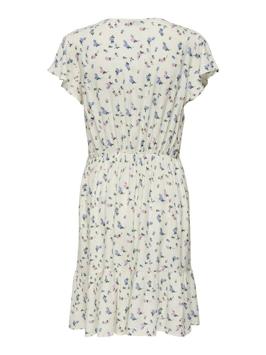 Only - Onlliva S/S Short Dress - 4885605 Cloud Dancer Liva Flower
