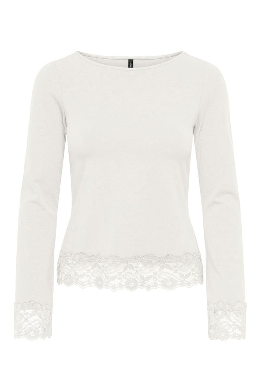 Only - Onllive Love L/S O-Neck Lace Top - 5130879 Cloud Dancer Dtm Lace