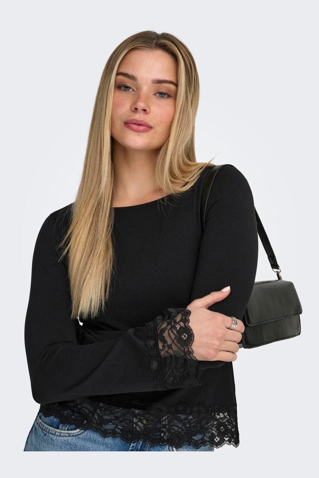 Only - Onllive Love L/S O-Neck Lace Top - 5130880 Black Dtm Lace