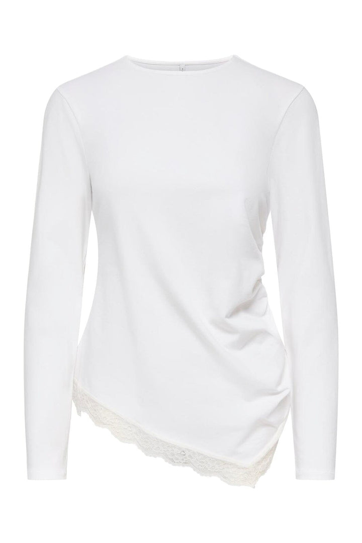 Only - Onllive Love L/S Ruching Top - 5130904 Cloud Dancer Dtm Lace