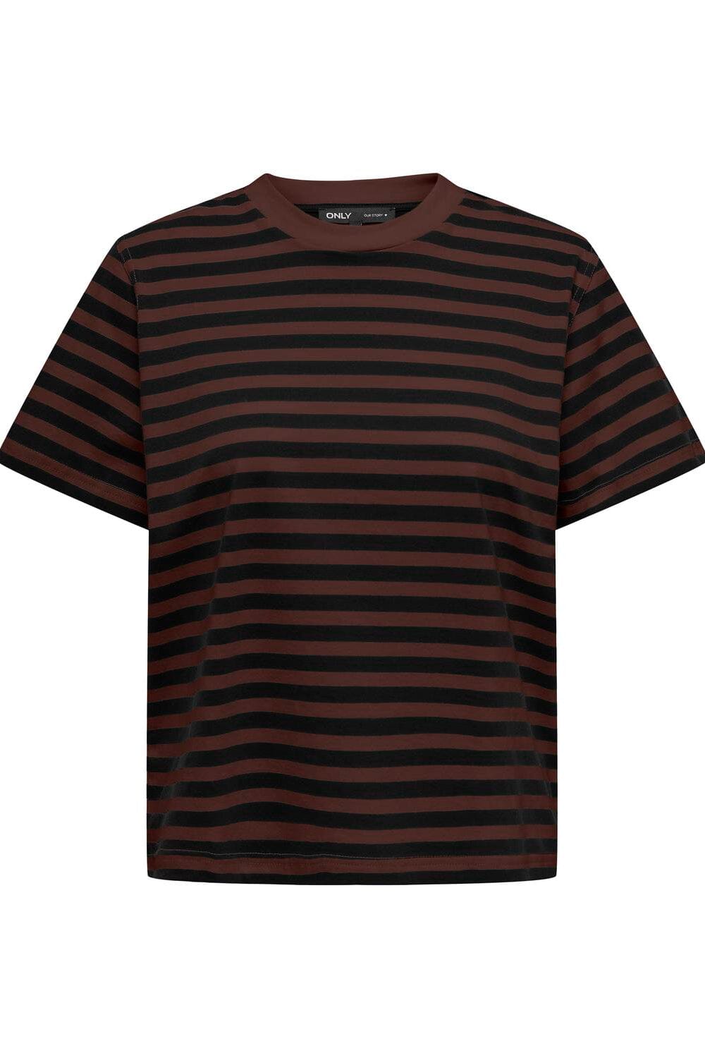 Only - Onllivina S/S Stripe Tee - 5221277 Chicory Coffee Black Stripes T-shirts 