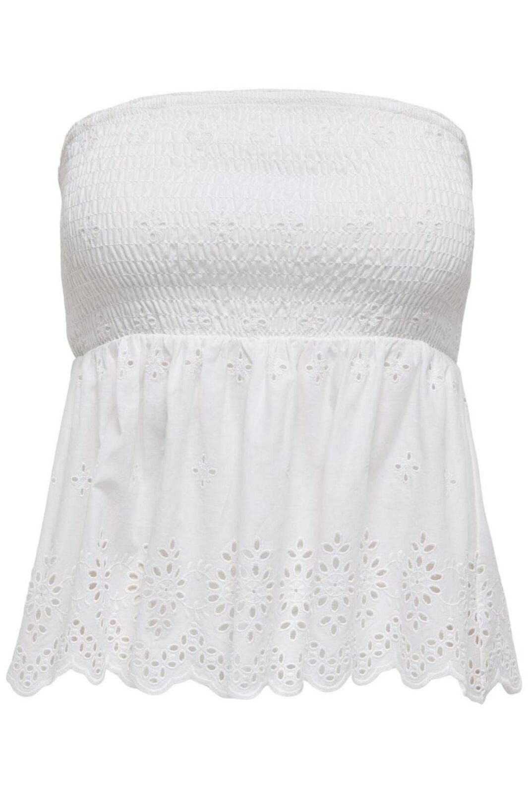 Only - Onllou Life Emb Bandeau Top - 4802409 Bright White W. Bright White Emb Toppe 