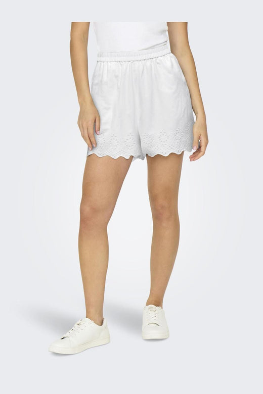 Only - Onllou Life Emb Loose Shorts - 4427998 Bright White