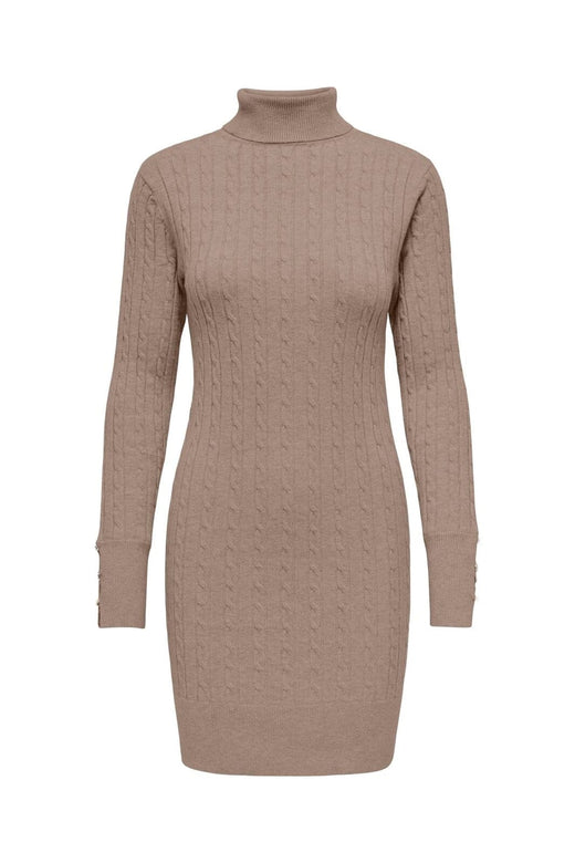 Only - Onllouis Ls Rollneck Cable Dress At Knt - 4927581 Mocha Meringue Melange