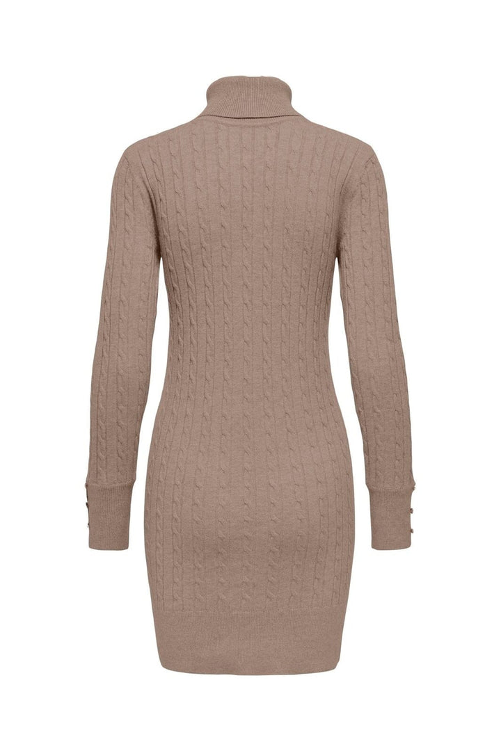 Only - Onllouis Ls Rollneck Cable Dress At Knt - 4927581 Mocha Meringue Melange