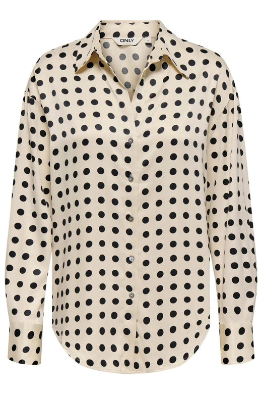 Only - Onllydia L/S Satin Shirt - 4990914 Frosted Almond Black Dots Skjorter 